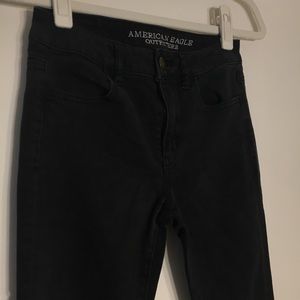 black high-rise skinny jeans